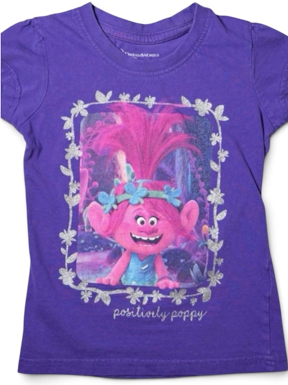 Official DreamWorks Trolls Princess Poppy Purple Graphic Tee Summer Casual